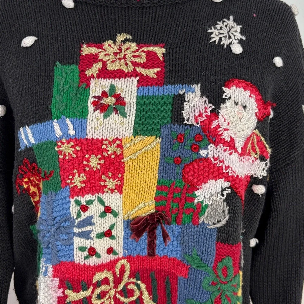 VINTAGE TIARA International Christmas Sweater Size Small Whipstitch Embroidered - Picture 4 of 12
